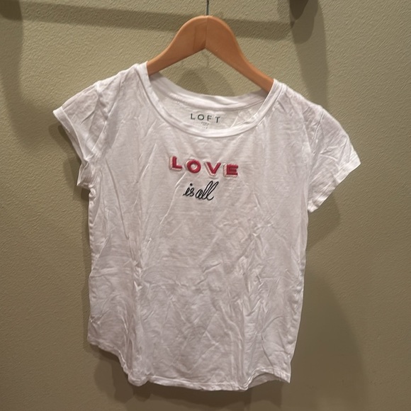 LOFT White and Red Short Sleeve Tee - Picture 3 of 8